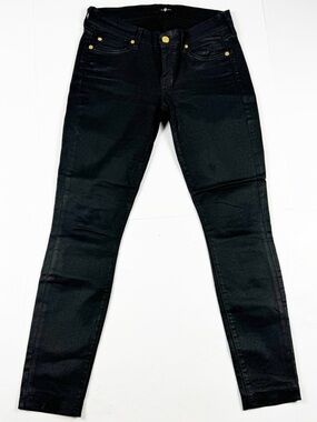 7 For All Mankind Black Skinny Jeans with Gold Hardware Size 26
